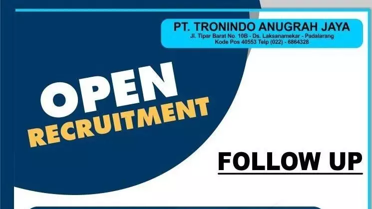 Lowongan Kerja PT. Tronindo Anugrah Jaya sebagai Manager Finance & Accounting di Bandung Barat